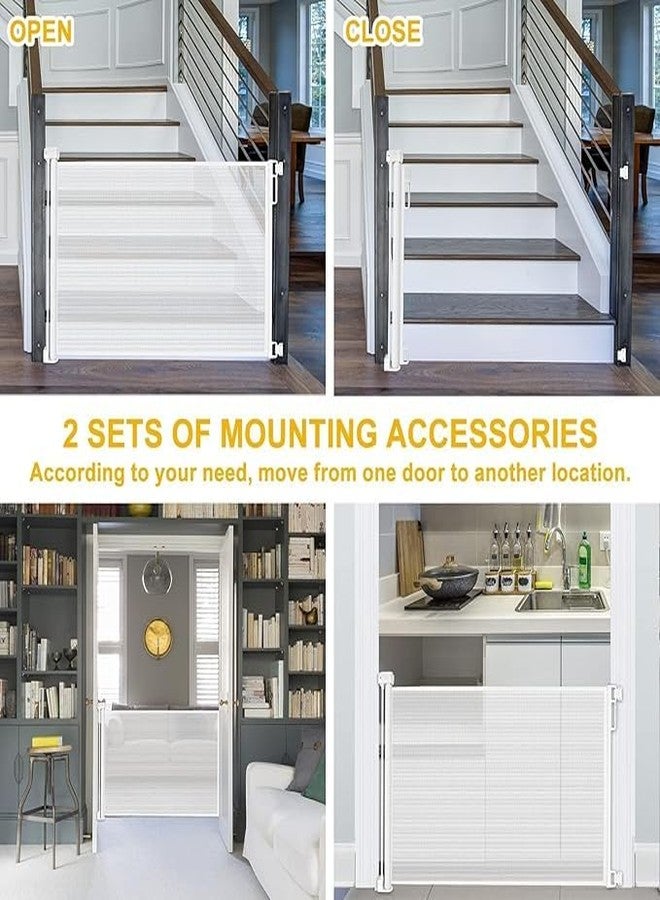 HEVASNEK Retractable Baby Gate - 34” Tall, Extends to 55” Wide, Extra Wide Safety Gate for Kids & Pets | Indoor/Outdoor Child Safety Gate for Stairs, Doorways & Hallways Pack of 1 - Image 4
